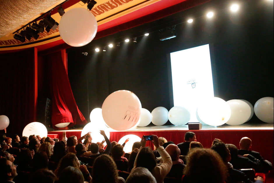 On the stage, the launch of the maxi baloon, symbol of edida award © Canio Romaniello Olycom