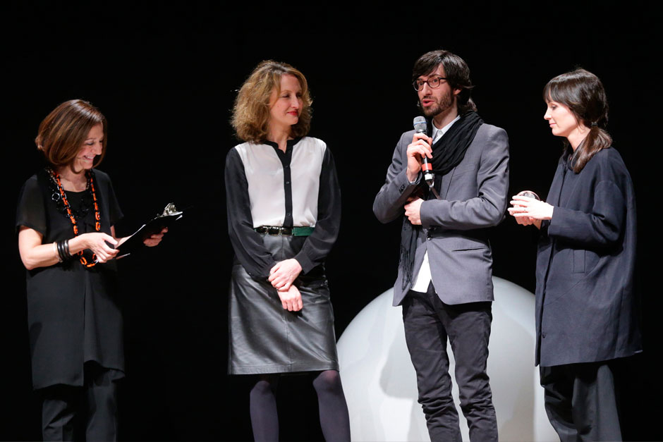 Livia Peraldo Matton, Cristina Romero - International Director of ELLE decoration listening to Enrico Fratesi and Stine Gam (Gamfratesi), Young designer talents 2013 © Canio Romaniello Olycom