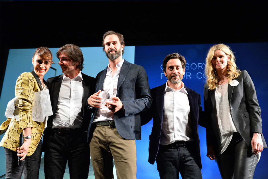 At the centre Edward barber & Jay Osgerby, designers, on the left Massimo orsini for Mutina, on the right live Brekke, editor in chief at ELLE decoration Norway © Stefano Pavesi - Fabio Iona