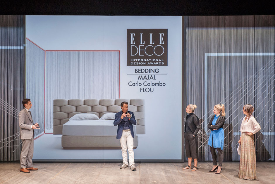 Massimiliano Messina, President of Flou, Carlo Colombo, designer, Sabine Nedelchev and Franziska Frosch, Editors-in-Chief at ELLE DECORATION Germany, and Paola Maugeri, speaker © VALENTINA SOMMARIVA